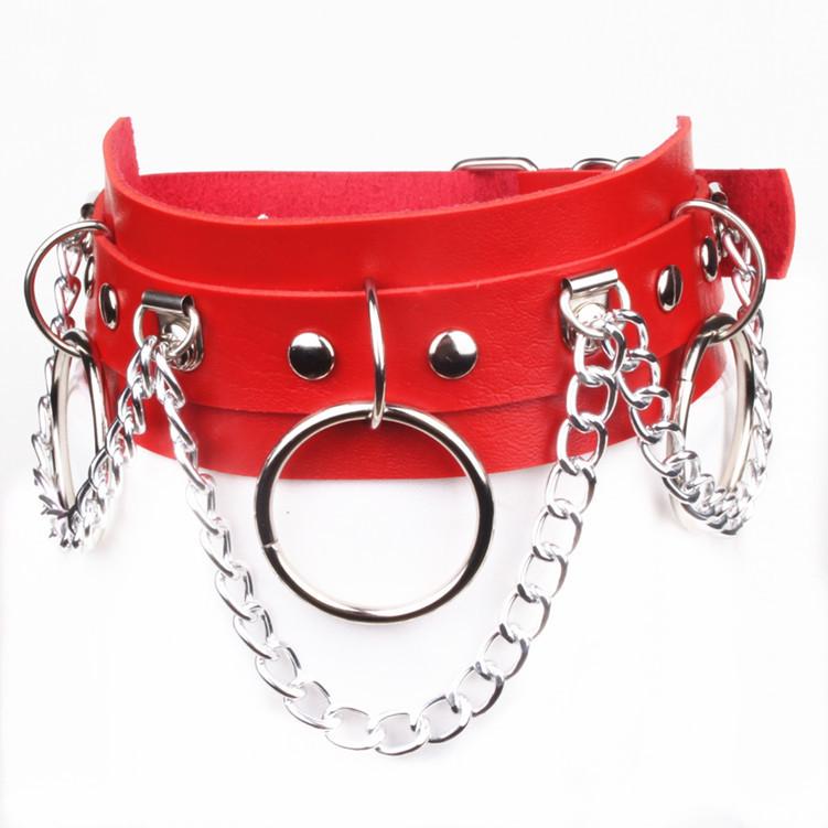 Punk Accessory O-shaped Chain Neck Chain PU Leather Collar Exaggerated Accessory Necklace Collarbone Chain