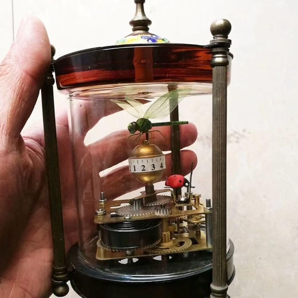 Antique Collection Exquisite Brass Glass Mechanical Clock