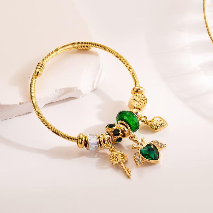 Evropský a americký DIY přívěsek andělská křídla srdce nastavitelný nerezový náramek