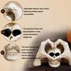 Halloween Desktop Decoration Gothic Skeleton Hands Heart Sculpture with Skull, Romantic Love Statue, Secret Room Horror Display Shape Finger