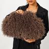 Portable Kiss Lock Clutch Bag Spicy Girl Fluffy Bag Retro Evening Bag  Mobile Phone Bag