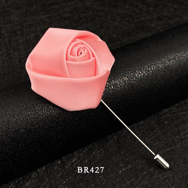 Handmade Multi-Color Rose Fabric Brooch Pin for Men's Suits - Korean Style Accessories