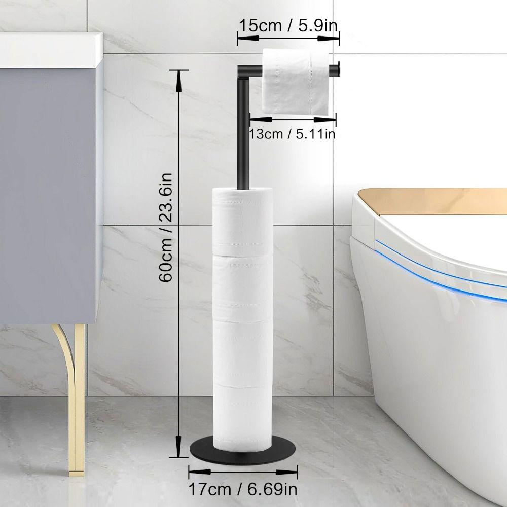 Rustproof Free Standing Toilet Paper Holder Stainless Steel Roll Paper Storage Rack  Bathroom