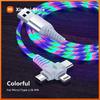 Xiaomi Apple MFi Certified Round 3-in-1 LED Flowing Light USB Cable, Fast Charging Cord with Multi Connector for iPhone 16/15/14/13,