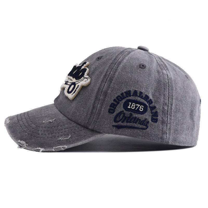 1PC Peaked Cap Spring Summer Embroidery Sun Visors Baseball Hat Punk Holes For Men Women Snapback Hip Hop Letter Washed Cotton