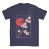 Neuheit Japanische Kirschblüten Grafik mit Sonne T-Shirt Unisex Rundhals Reines Baumwoll-T-Shirts Kurzarm T-Shirt Oberteile