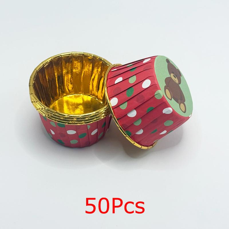 50PCS Christmas Safety Holidays Cakes Paper Trays Parties Paper Cups Packaging Desserts Baking Environmental Protection