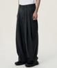 NOISE Stripe Double Pintuck Wide Slacks - Charcoal