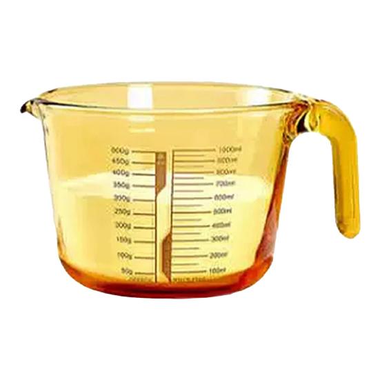 1L Glasmessbecher mit Griff Ausguss Präzise Skala Hitzebeständig Kochen Backen Flüssigkeit Mehl Pulver Messbecher Küchenhelfer