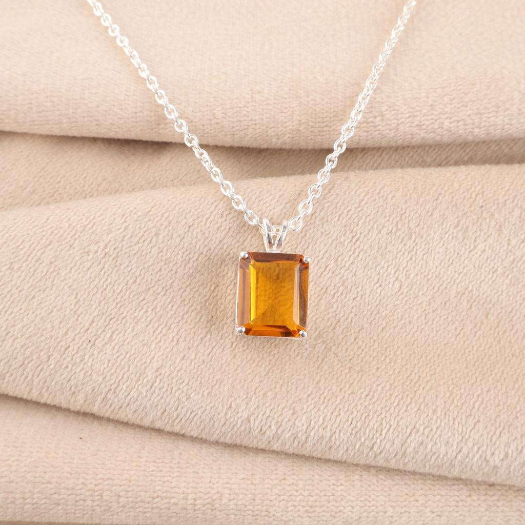 925 Sterling Silver Citrine Gemstone Jewelry Partywear Pendant 0.69" For Women PP-58-5