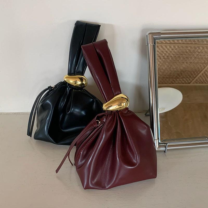 Fashion Designer Women's Small Handbag Soft Leather Pleated Ladies Mini Clutch Bag Female Party Evening Purses Bucket Bag