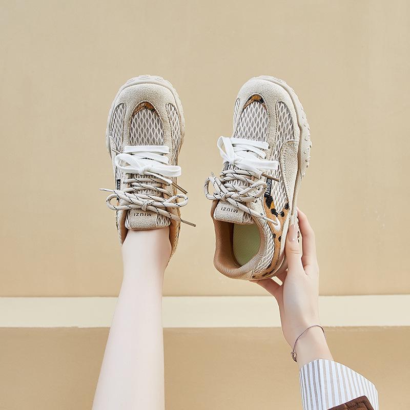 Retro Niche Popular Sports and Leisure Shoes Flat-soled Lace-up Versatile German Training Shoes Mesh Breathable and Light Forrest Gump Shoes Women