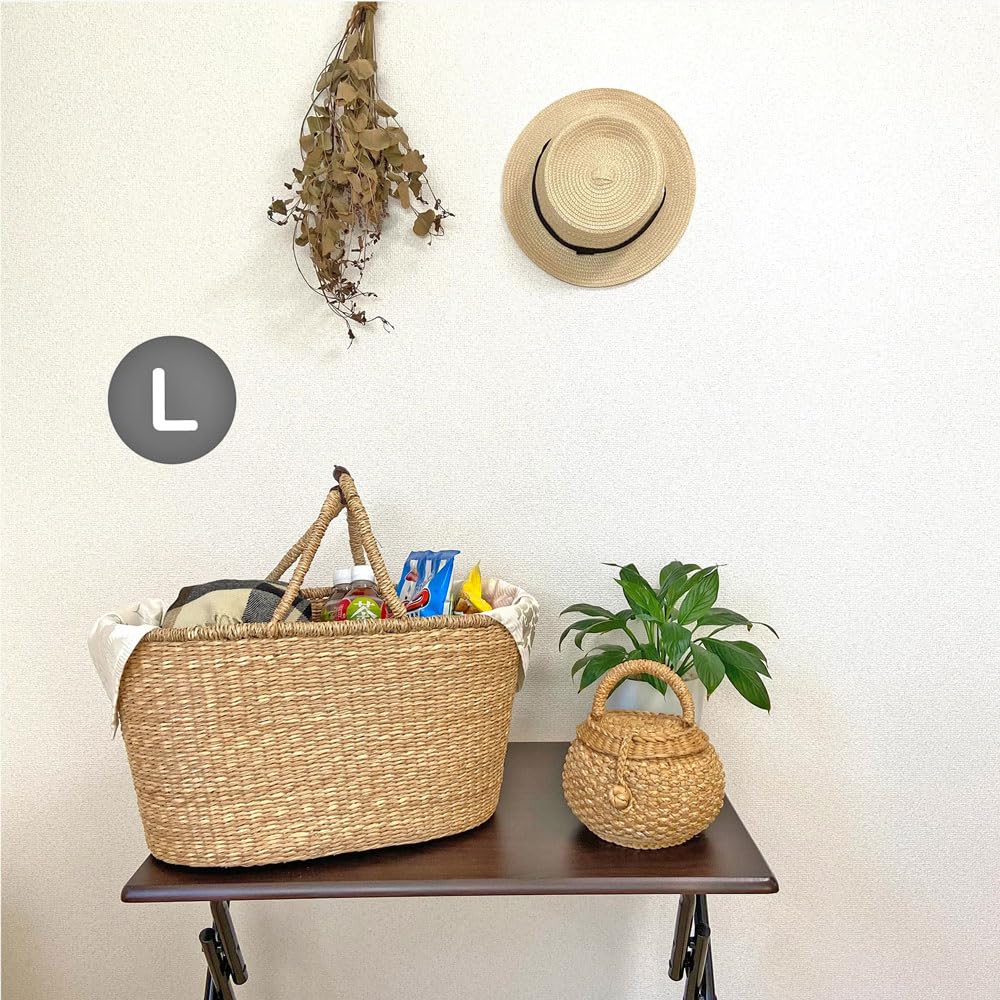 Stylish Oval Seagrass Basket (Large) - Perfect for Picnics, Storage, or As a Laundry Basket. Features a Seagrass Handle. Perfect for Luggage,