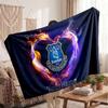 Everton FC Personalized Fleece Blanket With Football Logo, Custom Name Text Soft Warm Home Throw Blanket