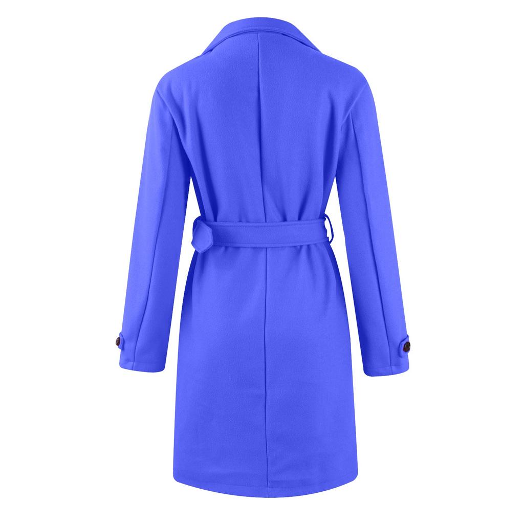 Chaqueta de lana con cuello abotonado y un solo botón de varios botones para mujer en talla grande