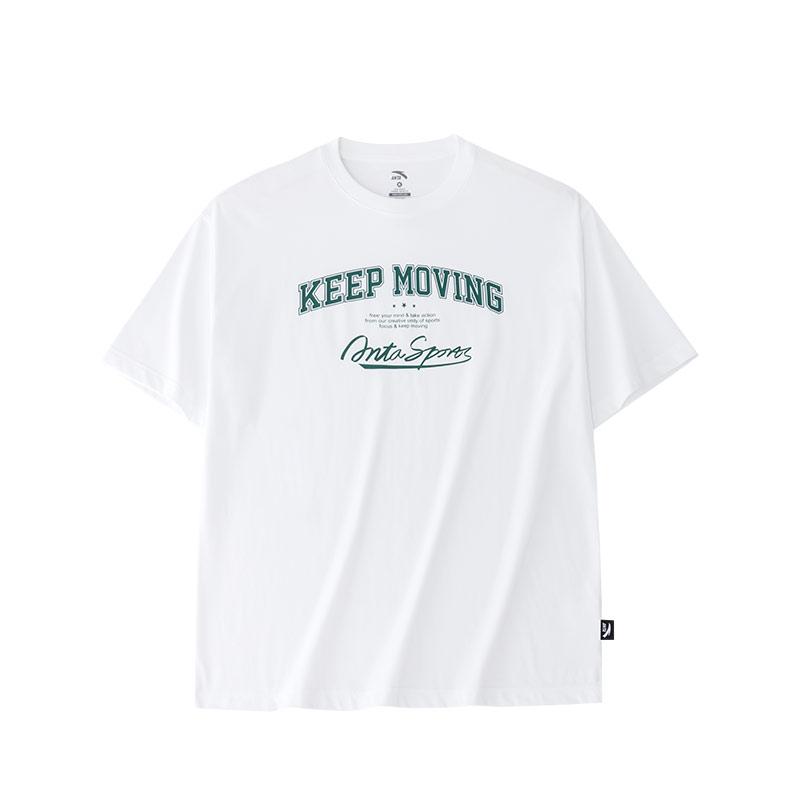 

Anta Удобная универсальная свободная футболка с круглым вырезом и коротким рукавом с буквенным принтом, мужские топы, белоснежный цвет 952428105-1 2XL