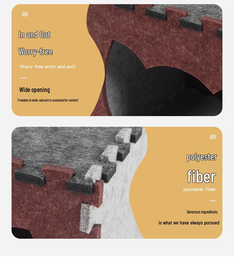 Felt Cat Bed & Scratch Board: DIY Assembly Tunnel, Detachable Semi-Enclosed All-Season Dice-Shaped Bed