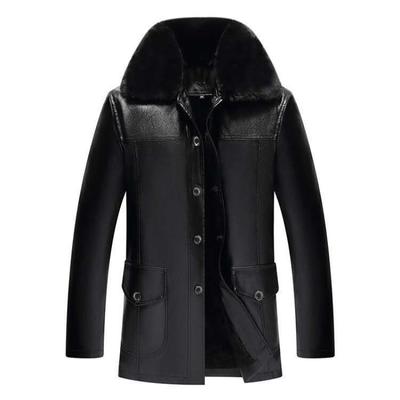 Leather Jacket Middle-aged and Elderly Men's Clothing Dad Clothing Winter Style Fleece Thickened Casual Men's Winter