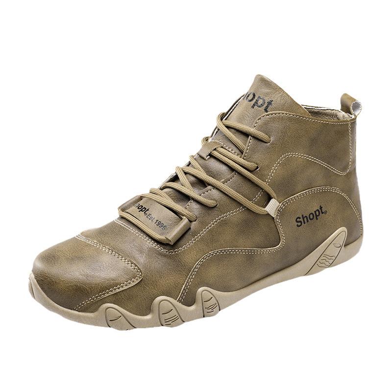 Herrenschuhe Herbst und Winter High-Top Outdoor Bergsteigen Wasserdicht und Rutschfest Lederschuhe Arbeitsschutz Werkzeugstiefel Trendschuh