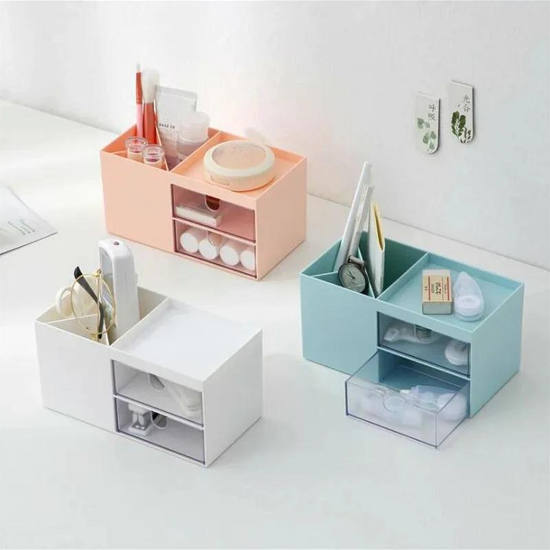 Dormitory Tidy Skin Care Desk Dresser Facial Mask Lipstick Shelf Plastic Box Cosmetics Storage Box Makeup Storage Organizer