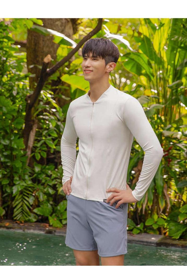 Women's Slim-Fit Three-Piece Swimsuit: Boy Shorts, Long-Sleeved Top, Tummy Concealing. Men's Two-Piece: Perfect for Couple Swimwear.