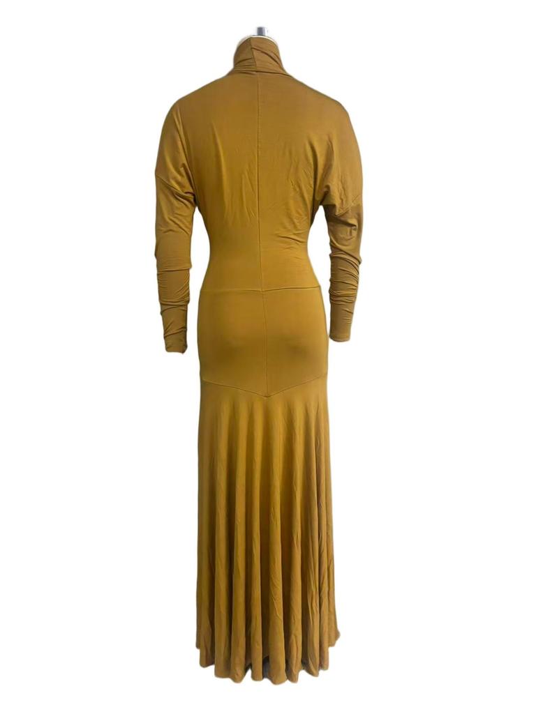 European-Style Slim Fit Turtleneck Long Sleeve Solid Color Formal Dress (2025)