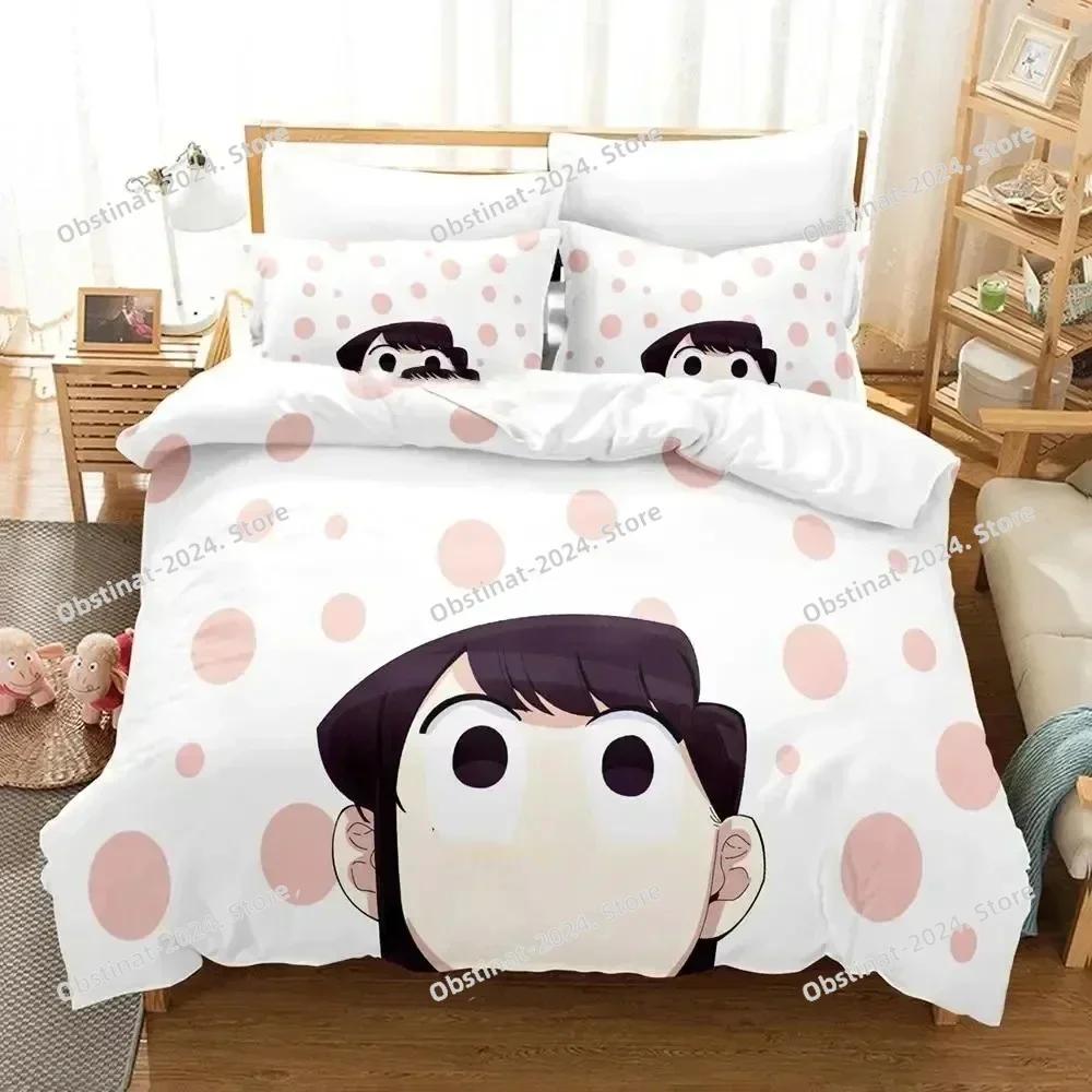 3D Anime Komi Can't Communicate Bedding Set Printed single Comforter Quilt Cover Duvet Cover Pillow Case 3 Pieces Kid Adult Size