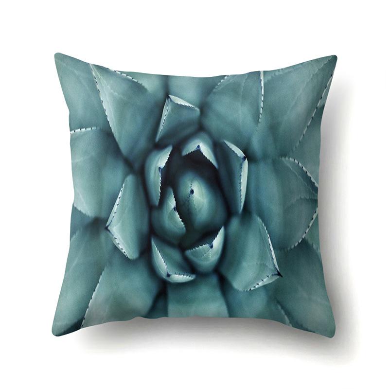 Polyester Pillowcase Ins Style Plant Flowers Nordic Printed Peach Leather Velvet Cushion Cover Sofa Waist Cushion Cover