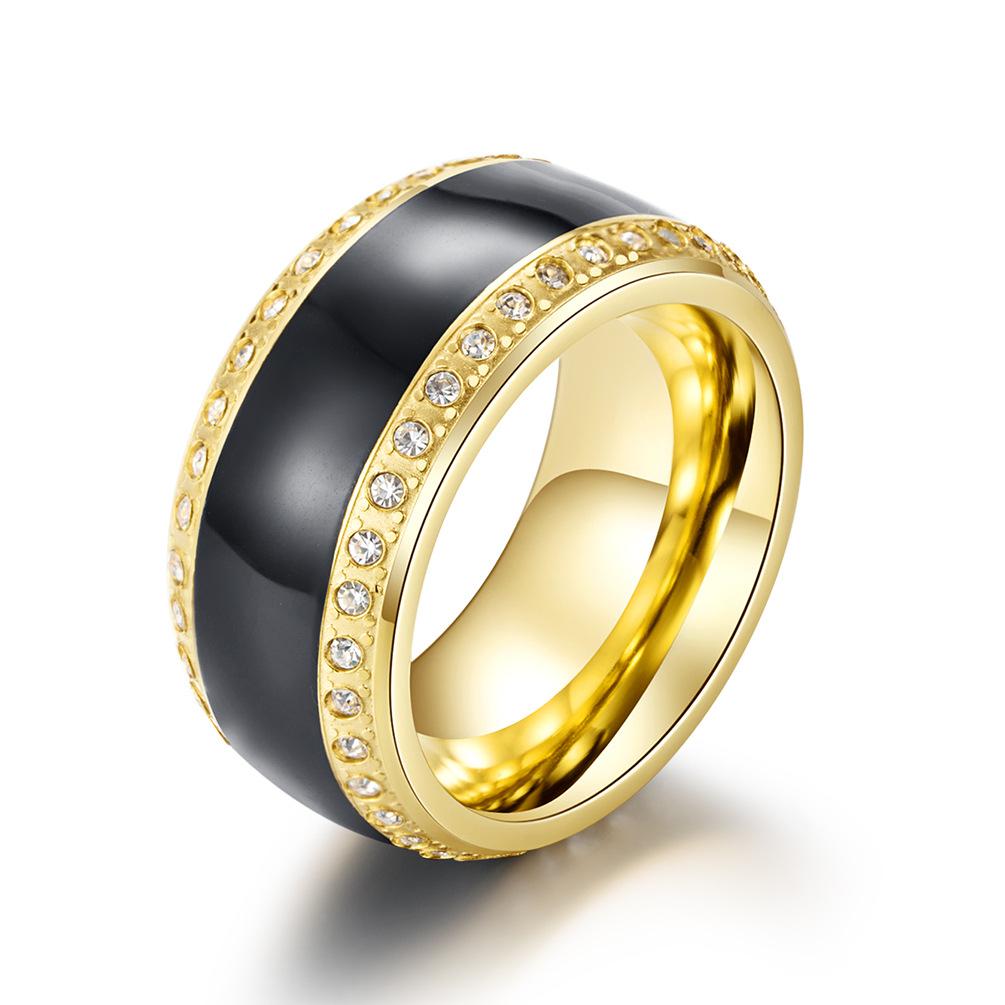 Qianfeng Jewelry New Titanium Steel Mens Mighty Diamond Set Ring