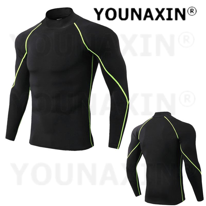 Men's High-necked Sports Long Sleeves T-shirts Skinny Fitness Clothes Yoga Training Running Quick-drying Cycling Tights Top S M L XL 2XL 3XL