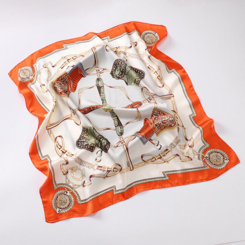 Spring and Summer Silk Scarf Women's 71 Simulation Silk Square Scarf Green Butterfly Decorative Scarf Neck Professional Scarf Thin Scarf