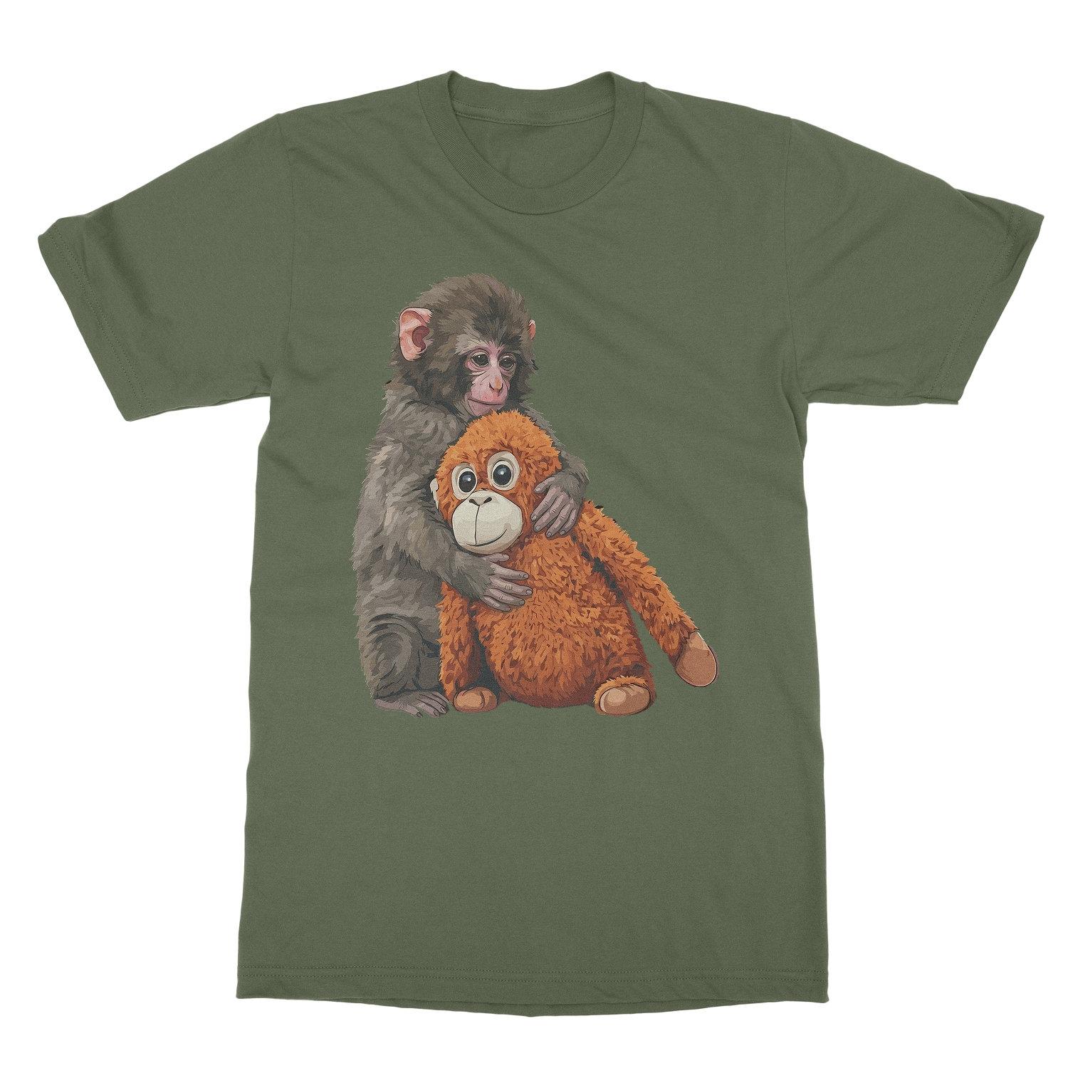 Punch Monkey Hugging Plush Friend Viral Meme Unisex T-Shirt L