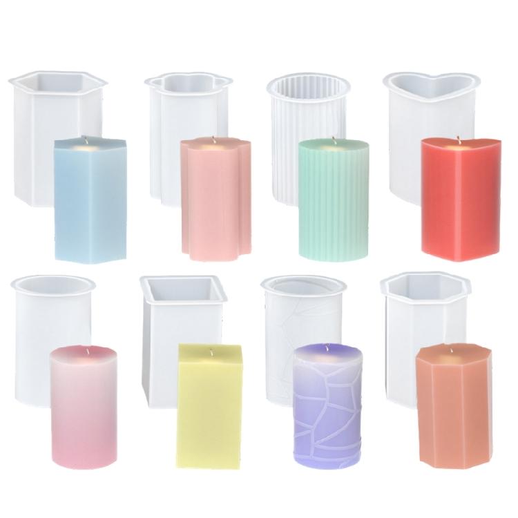 8Pcs Geometric Cylinder Candle Molds Professional Silicone Molds Easy Demolding for Handmade Candle Soap and Resin Art