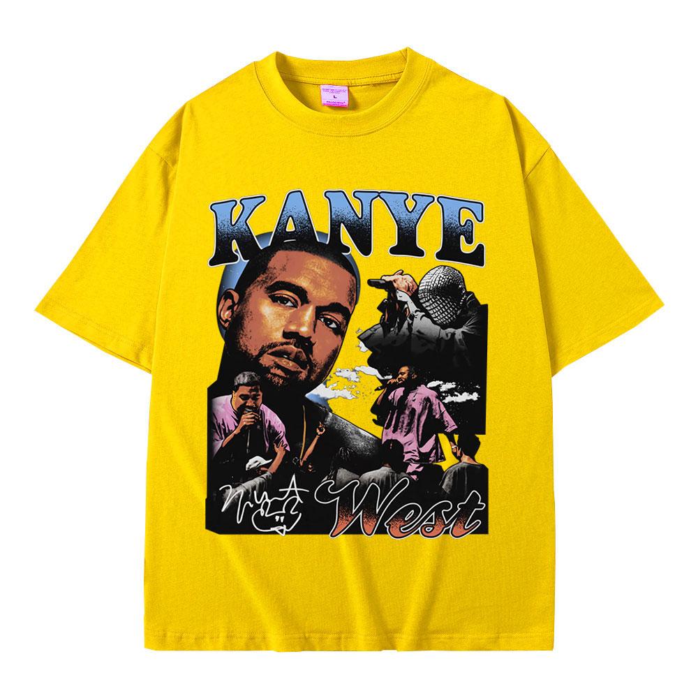 Rapper Kanye West Graphic Print T Shirt Unisexs Fashion Retro Short Sleeve Tshirt Casual 100 Cotton Tshirts Hip Hop Streetwear