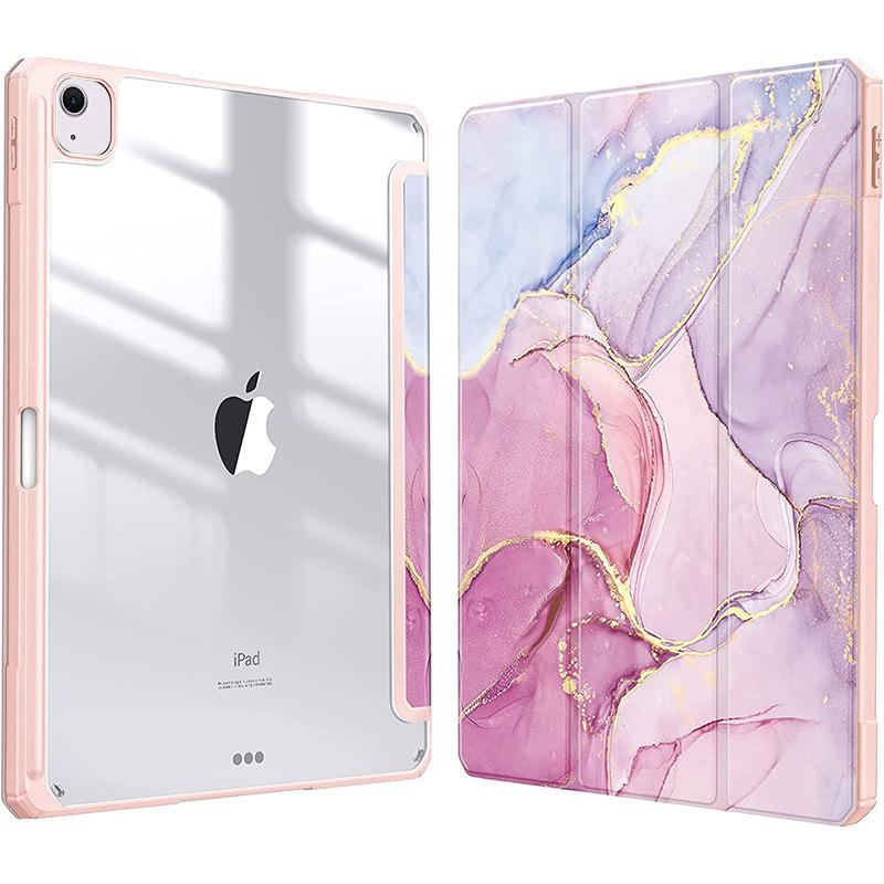 

Оптовые закупки для iPad Air 13 (2025)/(2024) Чехол-подставка трифолд из узорчатой кожи+ТПУ+акрила для планшета Pink Marble