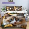 Ragdoll Cat and Rose Pattern Bedding Home Decoration Birthday Gift (1 * Duvet Cover + 2 * Pillowcase, Without Core)