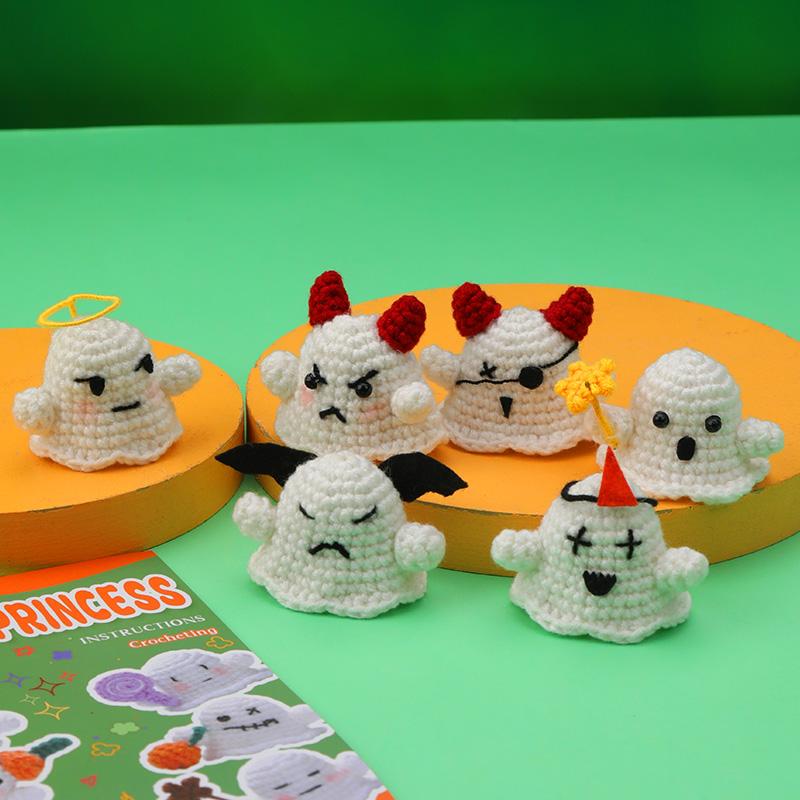 Fenrry Halloween Ghost Family Complete Knitting Hooks Yarn Set with Step-by-Step Video Tutorials Crochet Tool for DIY Craft