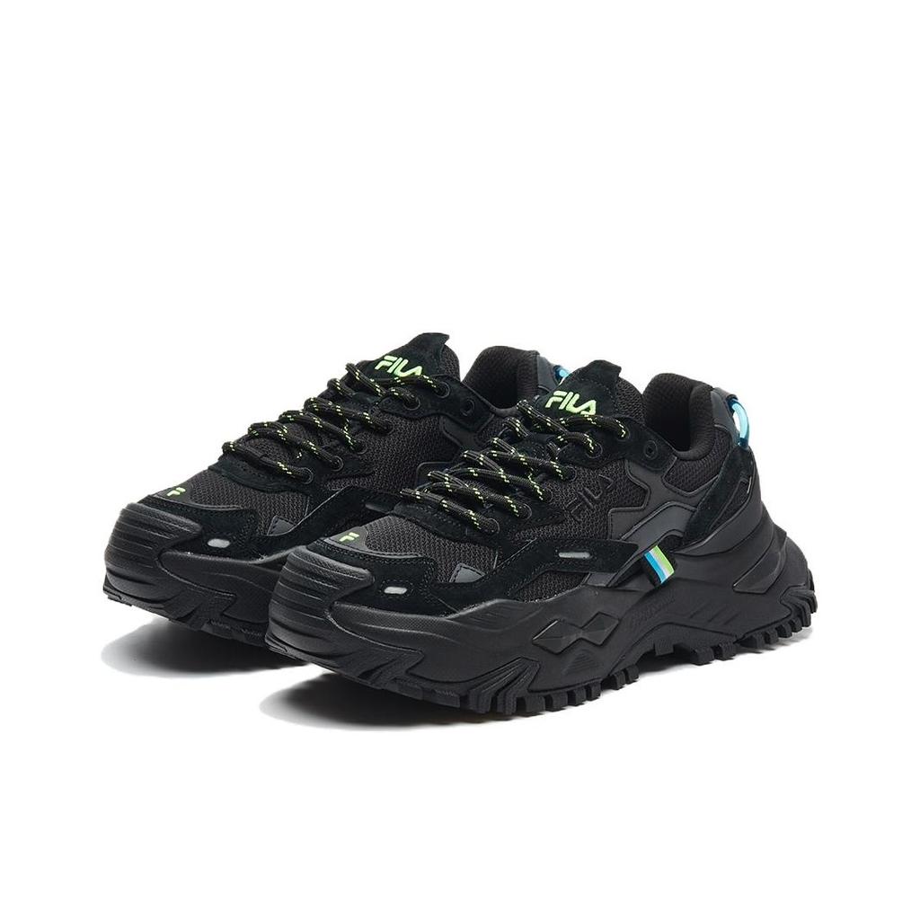 Fila Fusion Bianco Hard Candy Fabric Synthetic Leather Height Increasing Casual Versatile Low Top Dad Shoes Women sneakers Black T12W135211FBK