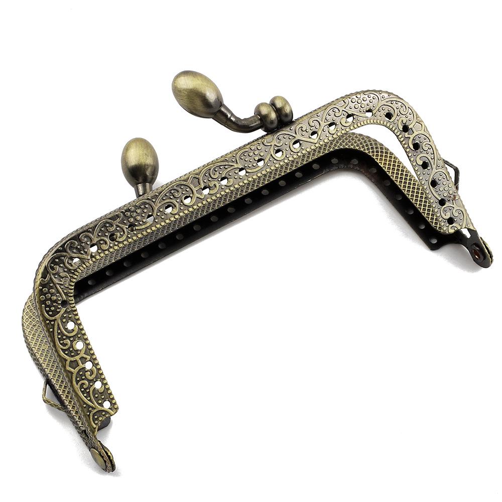 Floral Embossed Antique Bronze Square Handbag Clasps (8.5-20.5cm)