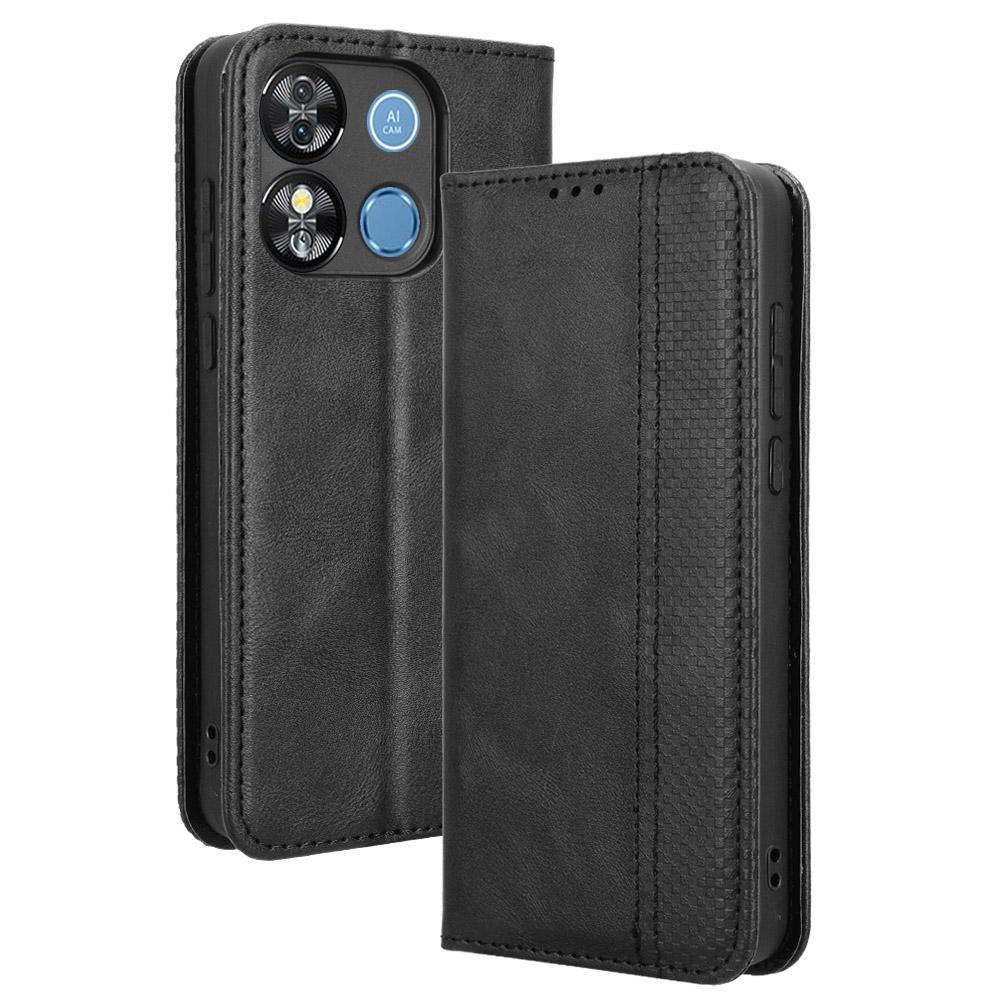 For Oukitel C57 Pro/C57s Leather Case Wallet Stand Retro Texture Phone Cover
