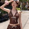 Retro Polka Dot Off-Shoulder Bikini mit Rock-Stil
