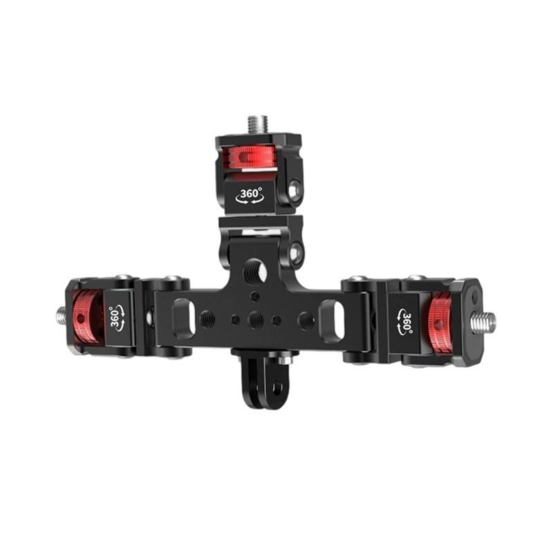 Aluminum Triple Mount Adapter 1/4 3/8 Thread for Action DSLR Camera Phone Tripod Extension Bracket Mount Replacement