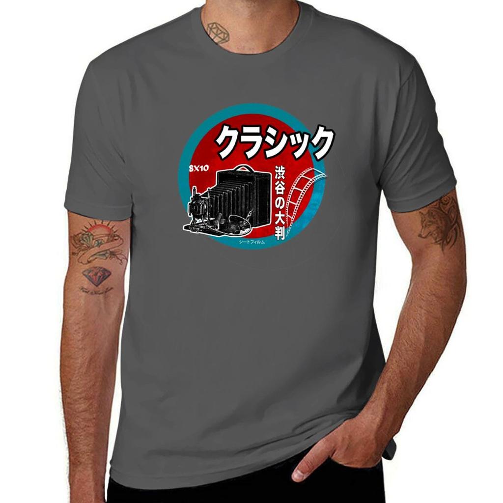 Vintage Camera Japanese Design Large Format TShirt Plus Size Short Sleeve TShirt