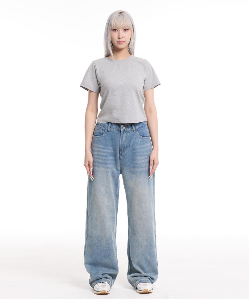 CREAM SODA LAB Women'S Standard Fit Cropped Short Sleeve Tee Gray