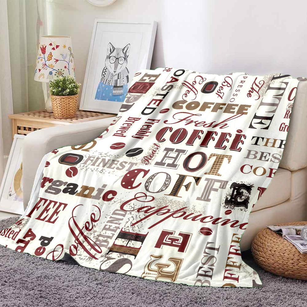 1Pc Coffee Variety Patterns Blanket Soft And Comfortable Casual Warm Camping Travel Christmas Halloween Xmas Gift M928117