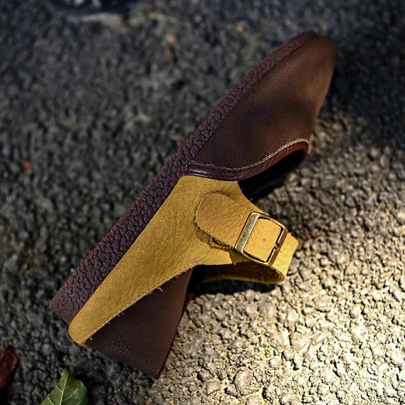 New Mary Jane shoes women's round head 2025 summer fashion color matching light mouth single shoes belt buckle Boken flats