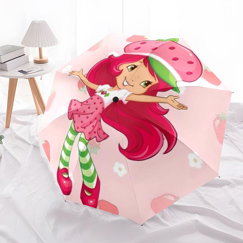 1pc Princess Strawberry Umbrella, Sun Protection, And UV Shielding. It Has Eight Sturdy Ribs for Outdoor Use And Perfect As a Holiday Gift