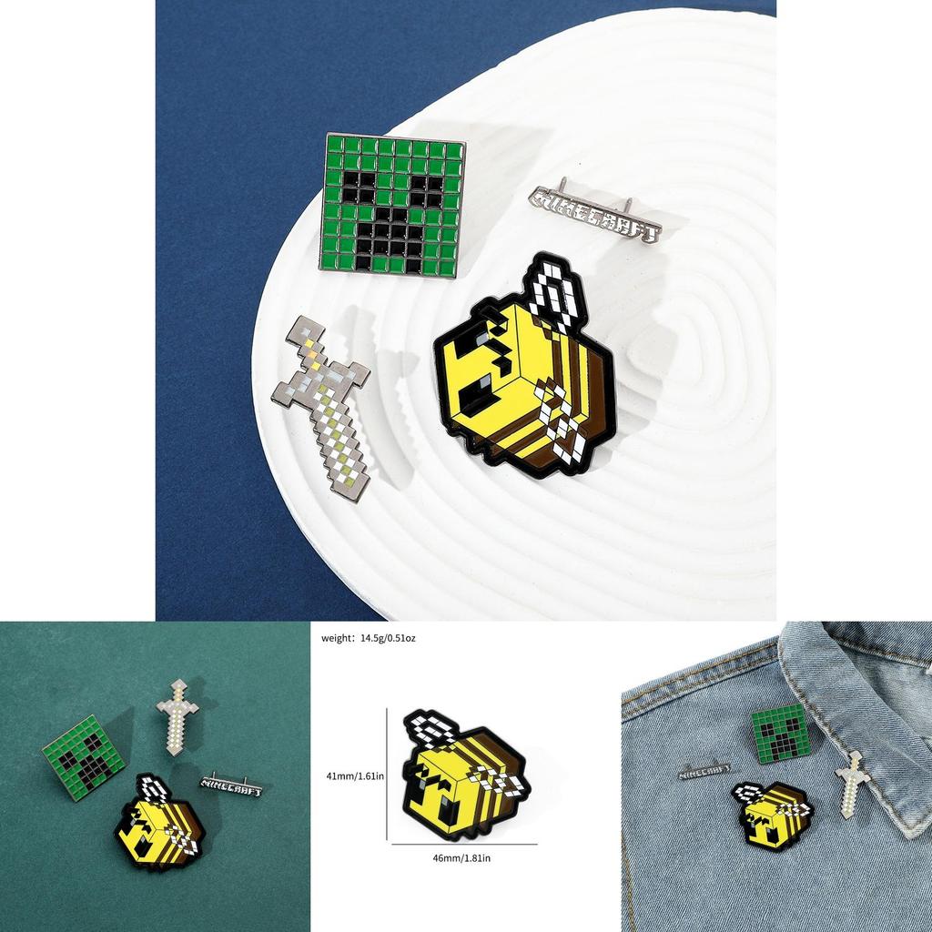 Cartone Animato Creativo Personalizzato Gioco Periferica Distintivo Metallico Il Mio Mondo Creeper Stile Pixel Ape Spada Accessori
