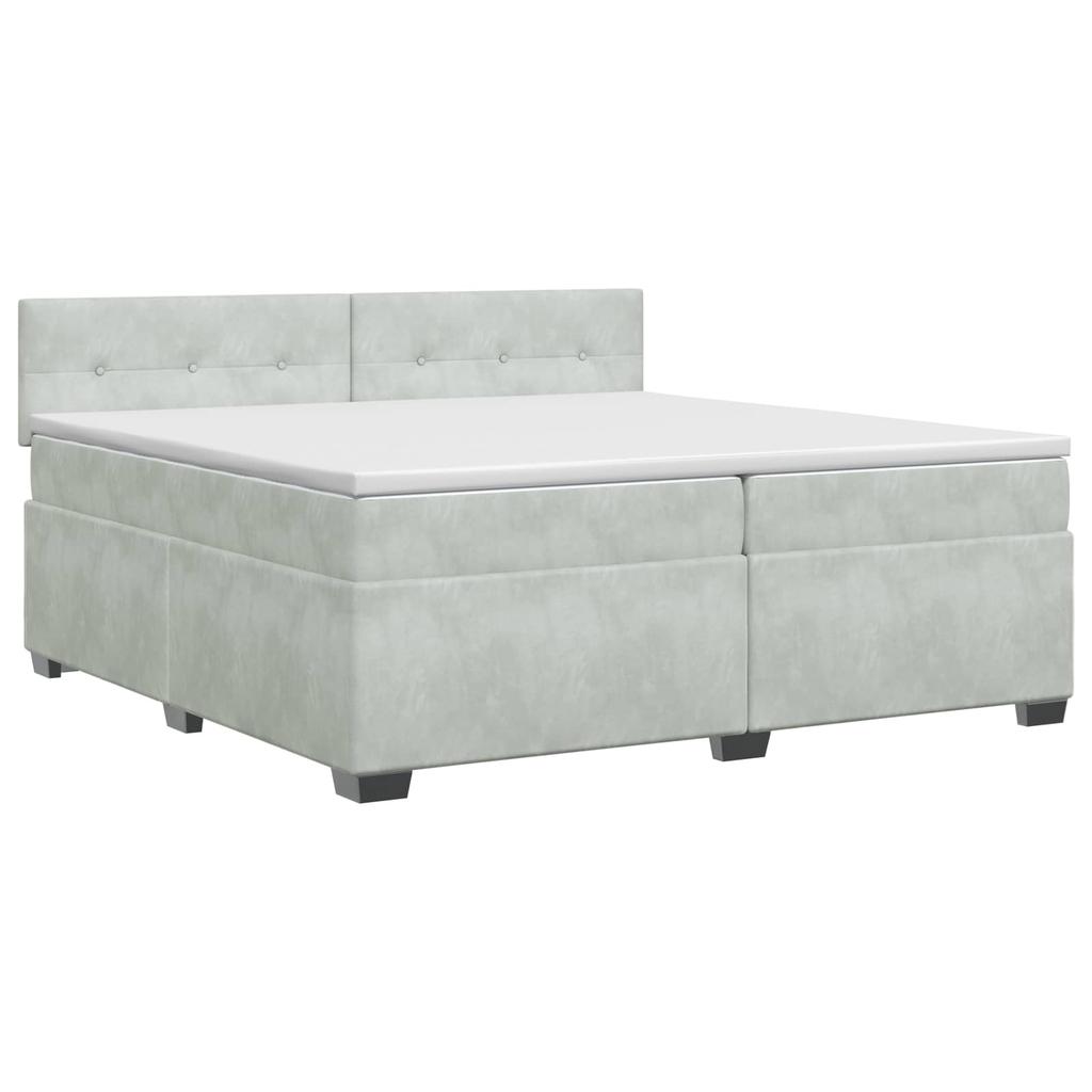 Box Spring Bed with Mattress Light Gray 200 X 200 Cm Velvet