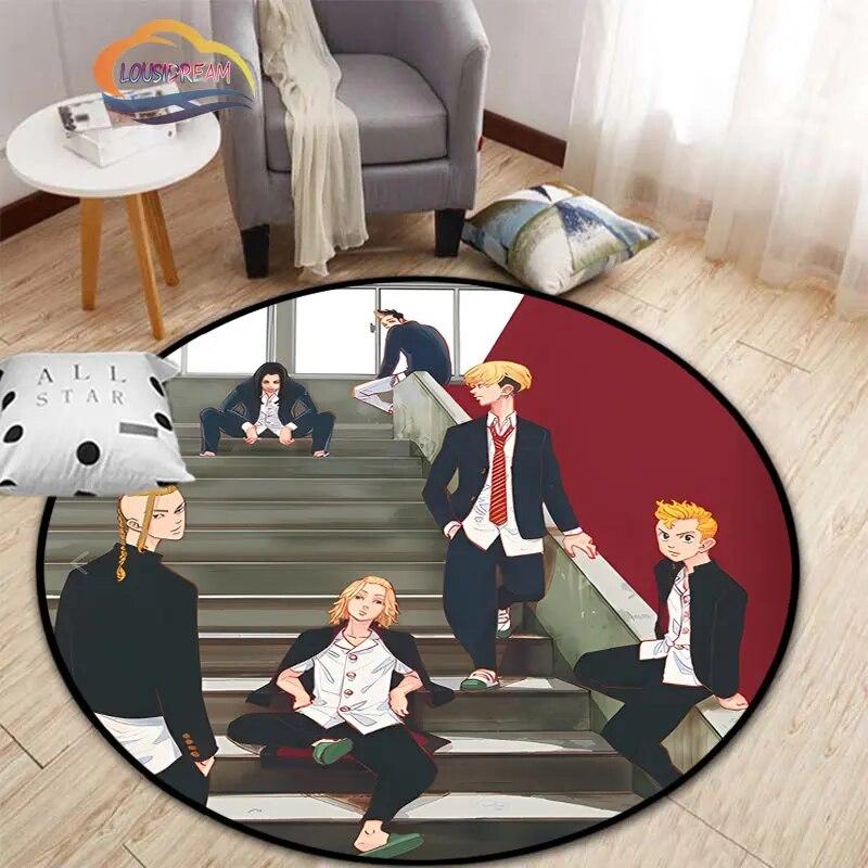 Anime Tokyo Revengers Kulatý koberec kreslený prostor Koberec do obývacího pokoje Kuchyně Jídelna Dětské koberce Podložka na jógu